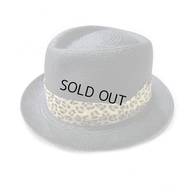 画像1: WACKO MARIA Panama Hat Black 01 (Beige Leopard Ribon)