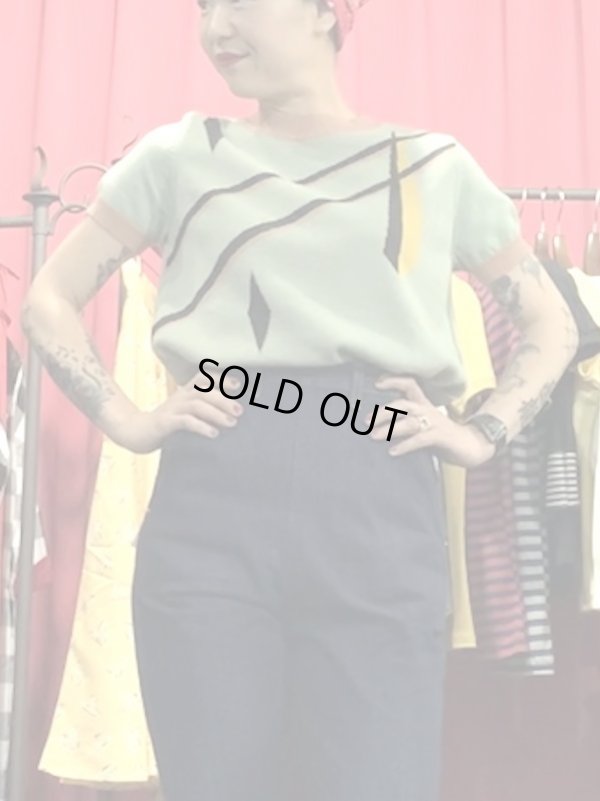 画像7: COLLECTIF / SCOTT ART DECO MINT KNITTED TOP