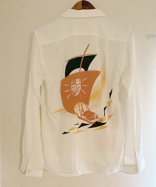 画像2: Mookie Sato / Back panel Hawaiian shirts "Kon-Tiki" (2)