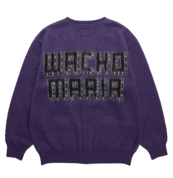 画像1: WACKO MARIA / LOGO MOHAIR KNIT JACQUARD CARDIGAN (1)