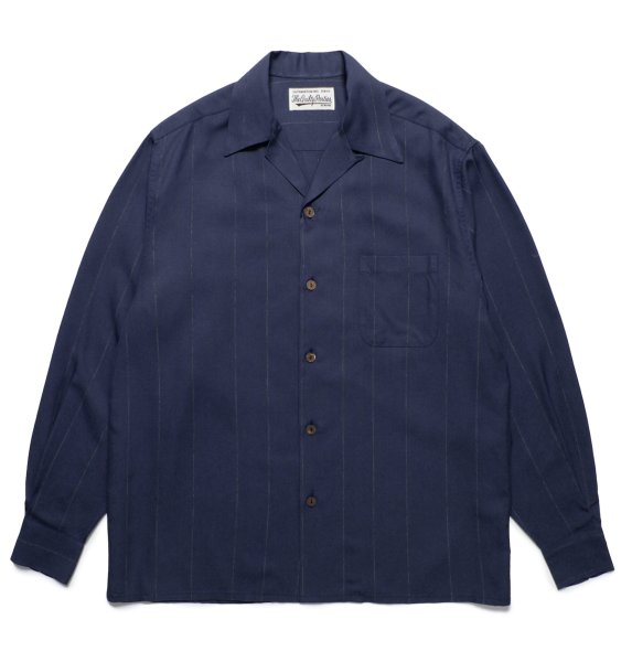 画像1: WACKO MARIA / KASURI STRIPED OPEN COLLAR SHIRT (1)