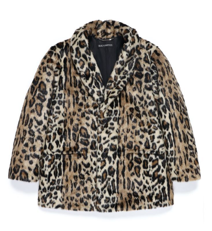 21FW/LEOPARD FUR COACH JACKET/XL/アクリル/キャメル/レオパード