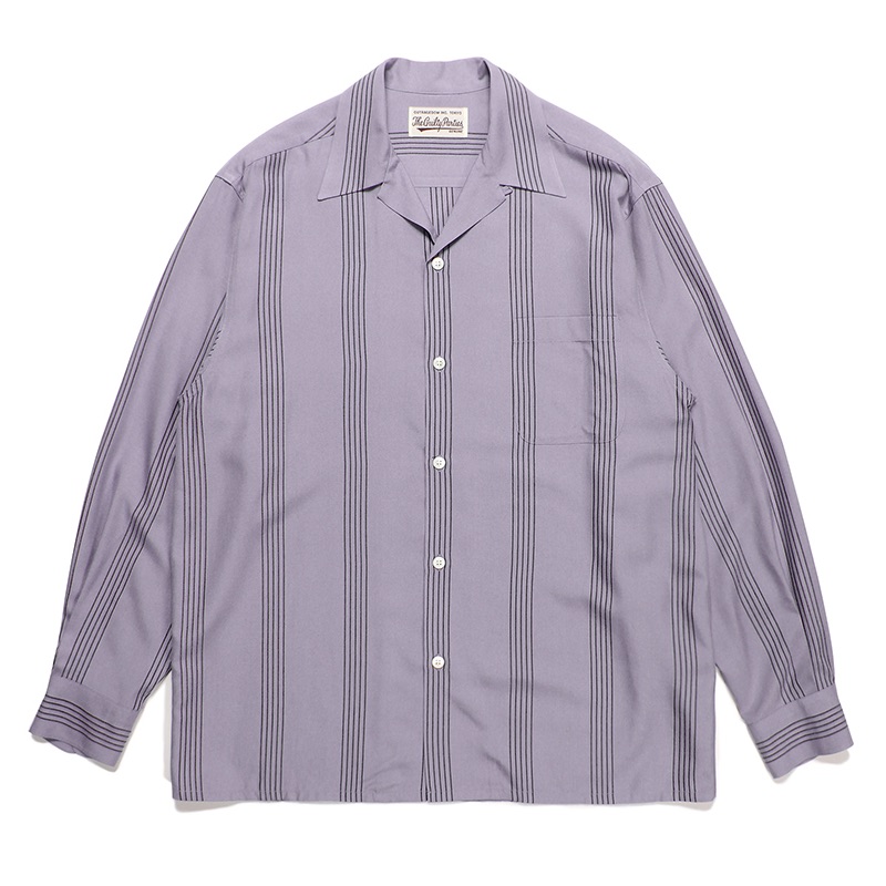 Wacko Maria striped open collar shirt